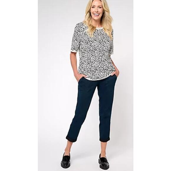 Women With Control Indigo Prime Pull-On Stretch Denim Tall Crop Jeans SZ 3XT - Picture 1 of 14